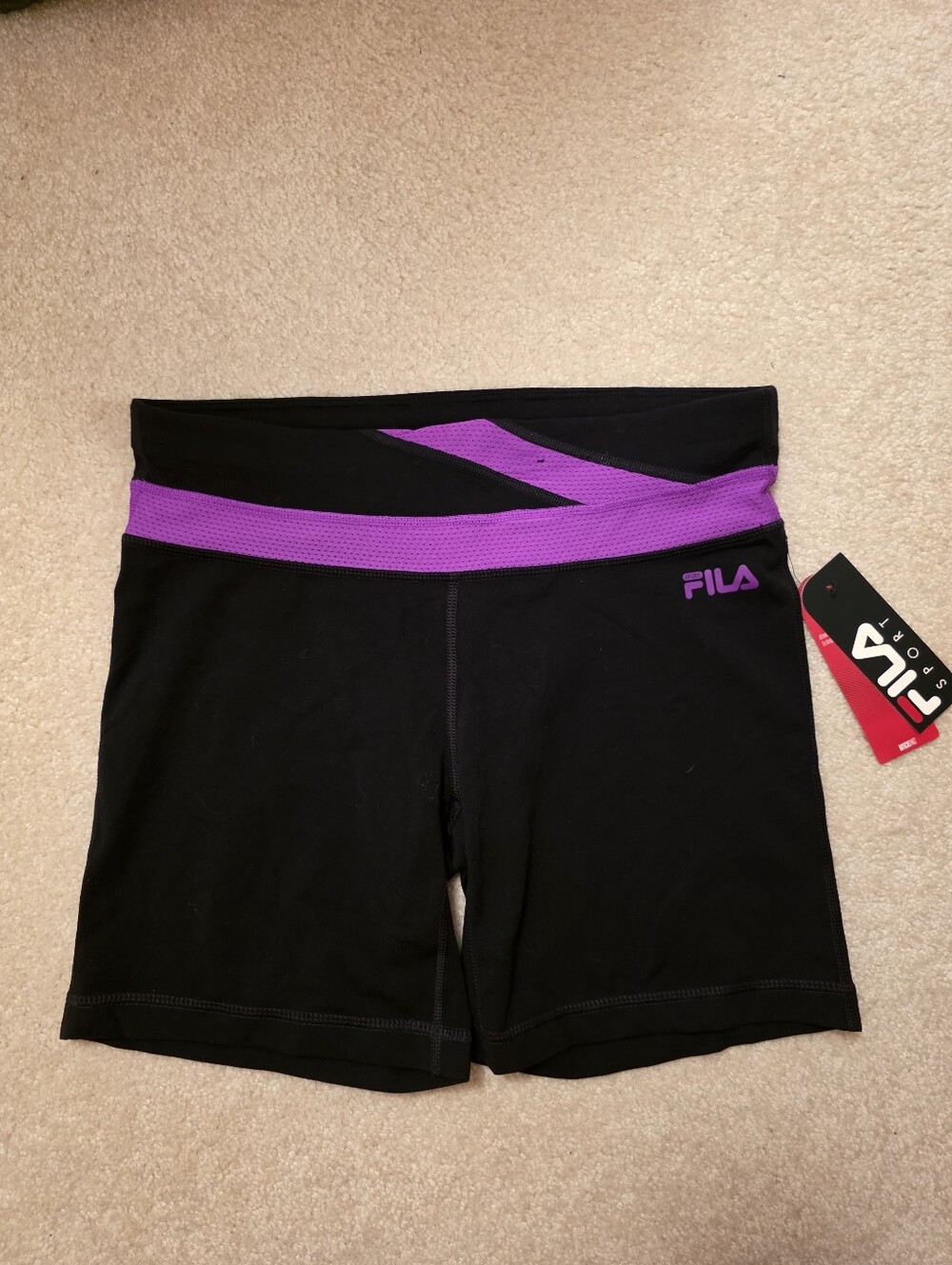 FILA Women’s Black and Purple Athletic Shorts NWT M